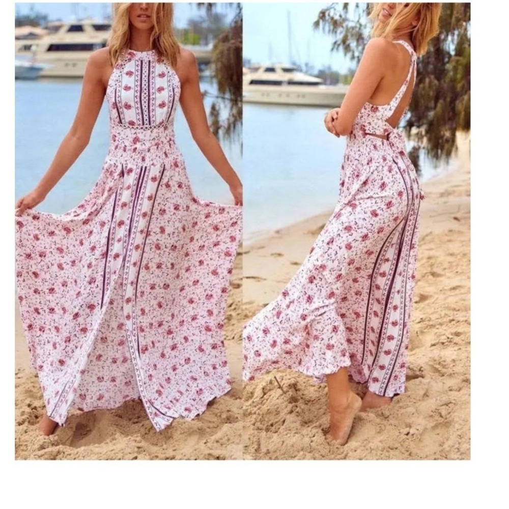 To My Lovers Sleeveless Halter Maxi Dress – Resort, Date Night‎ Chic Size Large